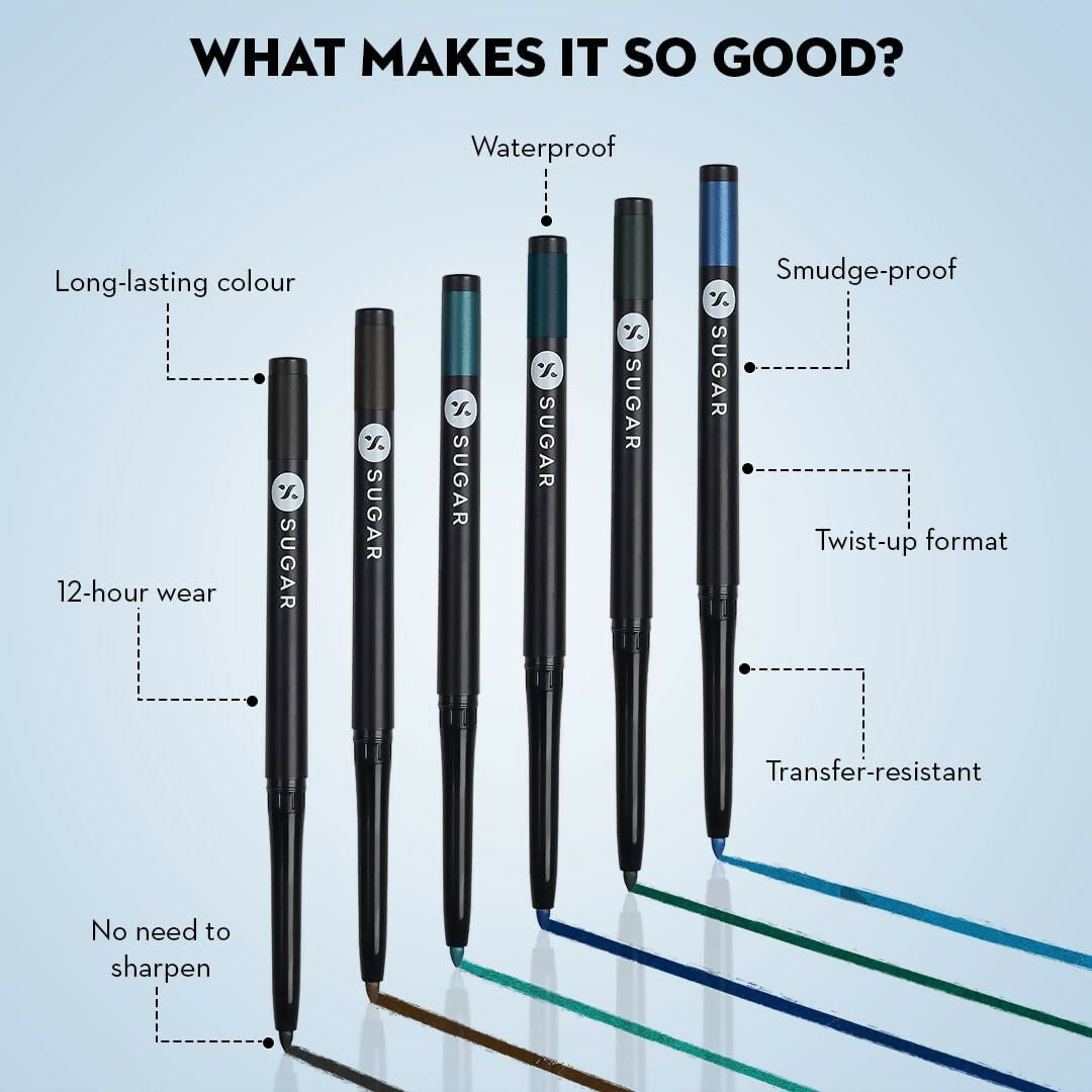 Sugar Cosmetics Kohl of Honour Intense Kajal Upto 12 hrs, Long Lasting, Smudge Proof & Waterproof Kajal - 05 Go Green