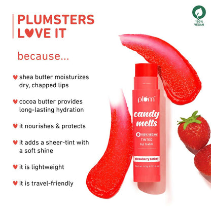 Plum Candy Melts Strawberry Sorbet Tinted Lip Balm