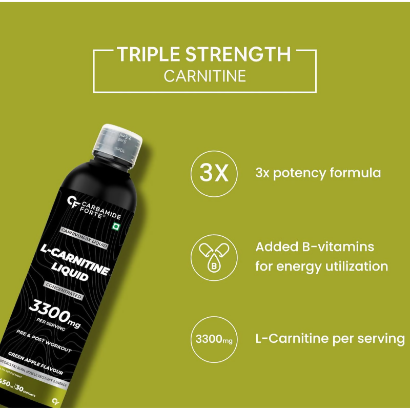 Carbamide Forte L-Carnitine 3300mg Liquid - Green Apple