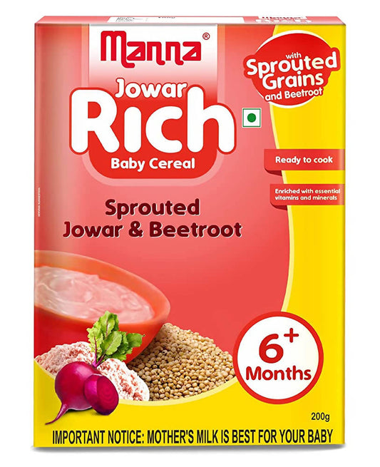 Buy Manna Jowar Rich Baby Cereal For 6+ Months from DrMediCart, Ship from India to USA