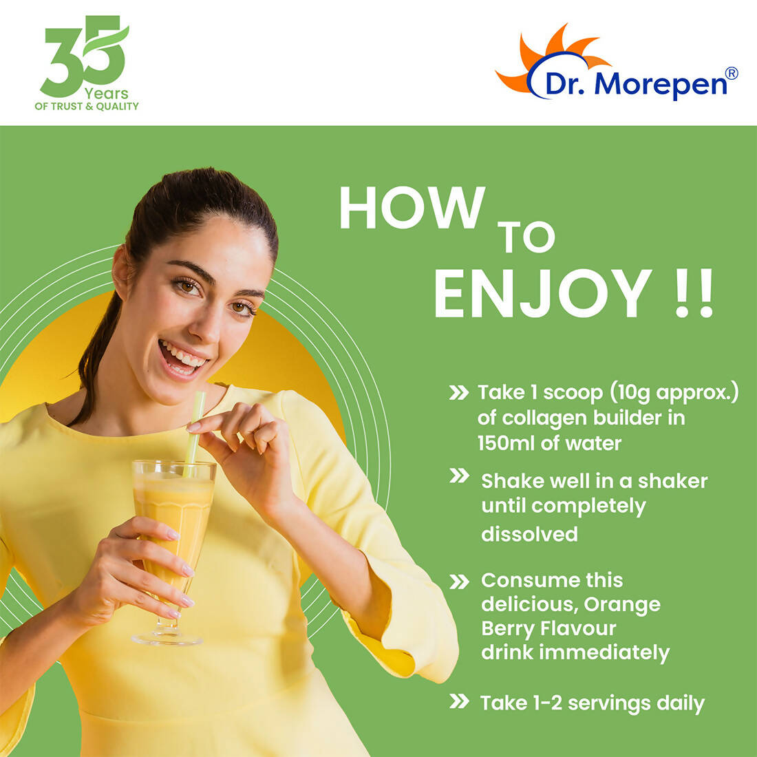 Dr. Morepen Natural Collagen Builder - Orange Berry Flavour