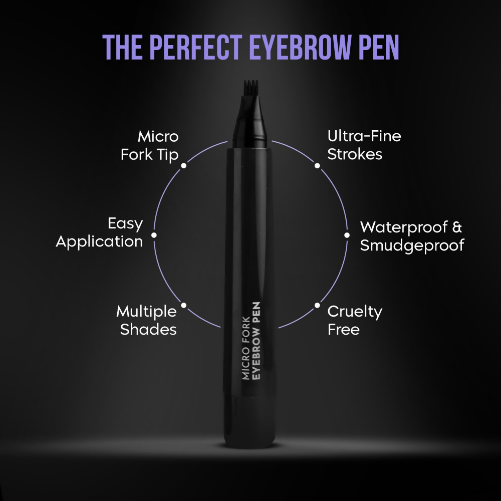 Gleva Eyebrow Pen with 4 Micro-Fork Tip Applicator - Light Brown
