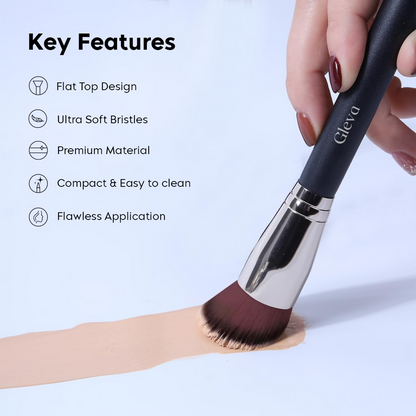 Gleva Flat Top Kabuki Foundation Makeup Brush Black