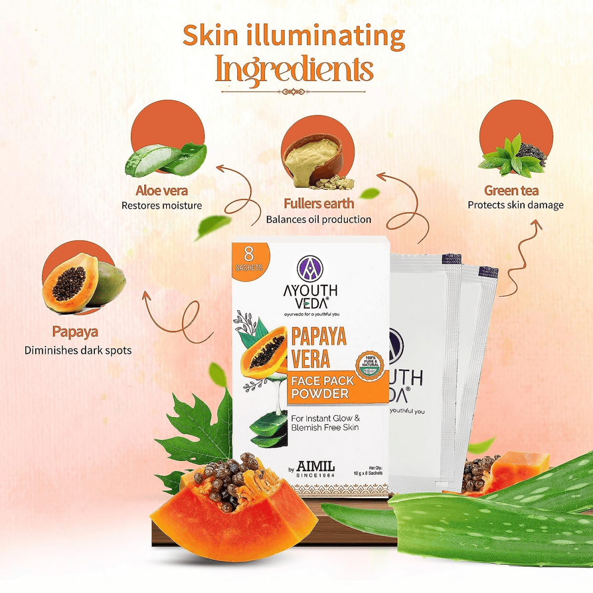 Ayouthveda Papaya Vera Face Pack Powder