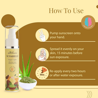 Satthwa Sunshield Super Light Sunscreen With Aloe Vera & Matcha Green Tea