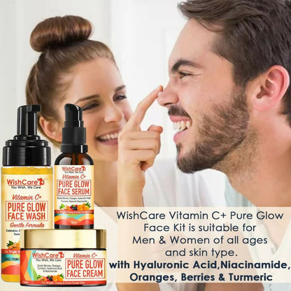 Wishcare Pure Glow Vitamin C Face Kit - For Bright & Young Skin With Hyaluronic Acid & Niacinamide