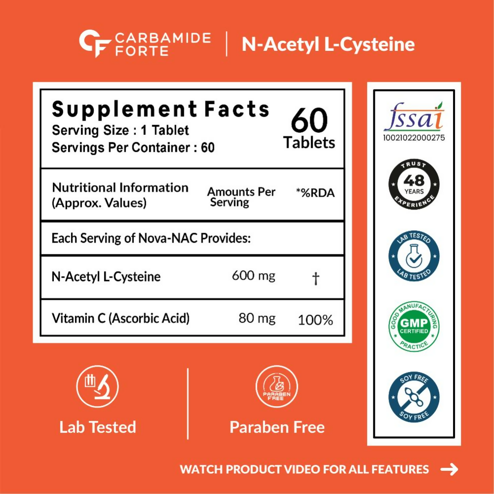 Carbamide Forte N-Acetyl L-Cysteine 600mg Tablets With Vitamin C