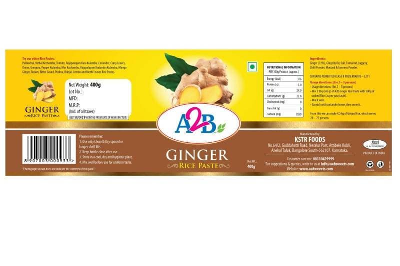 A2B - Adyar Ananda Bhavan Ginger Rice Paste - Drmedicart