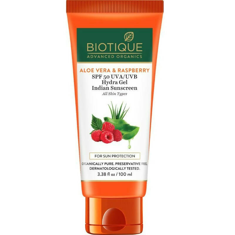 Buy Biotique Advanced Ayurveda Aloe Vera & Raspberry SPF 50 Hydra Gel Sunscreen from DrMediCart, Ship from India to USA