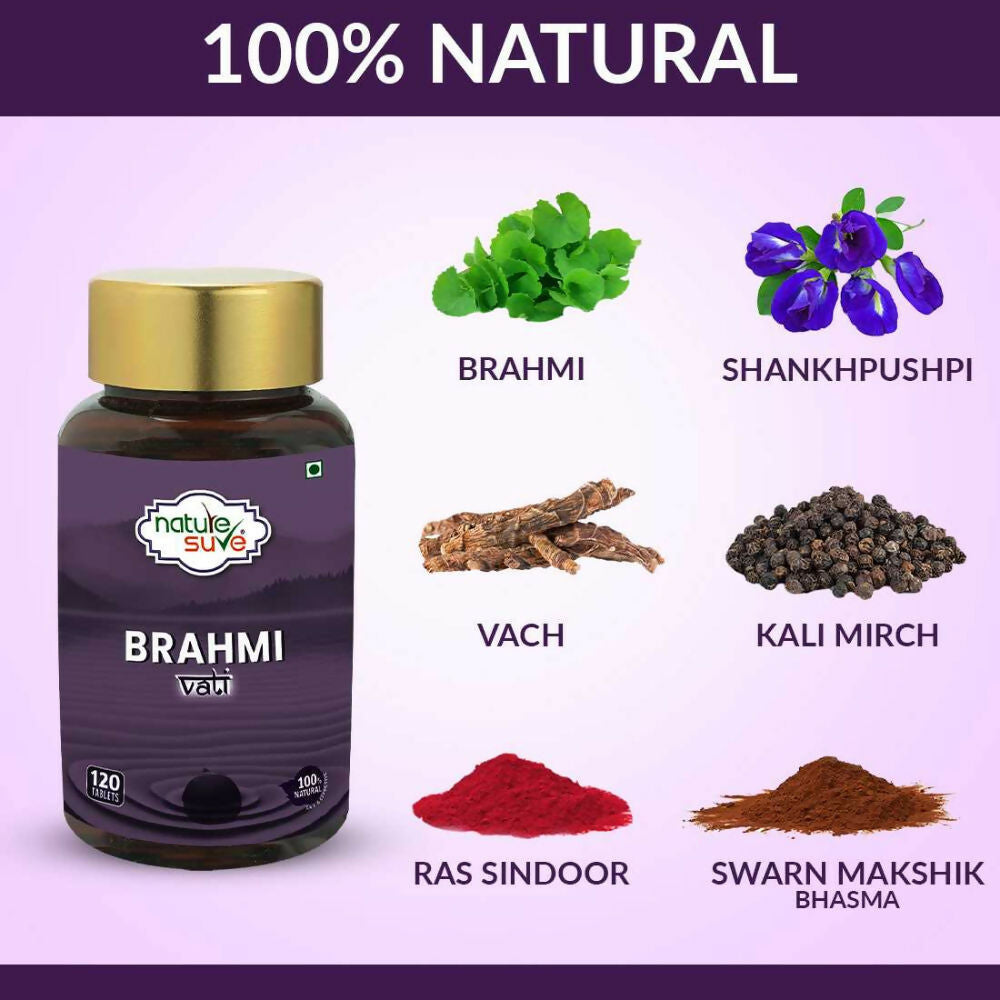 Nature Sure Brahmi Vati 120 Buddhiwardhak Ayurvedic Tablets