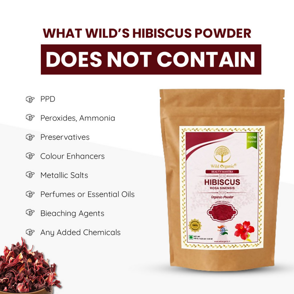 Wild Organic Hibiscus Flower Powder For Skin And Hair Care