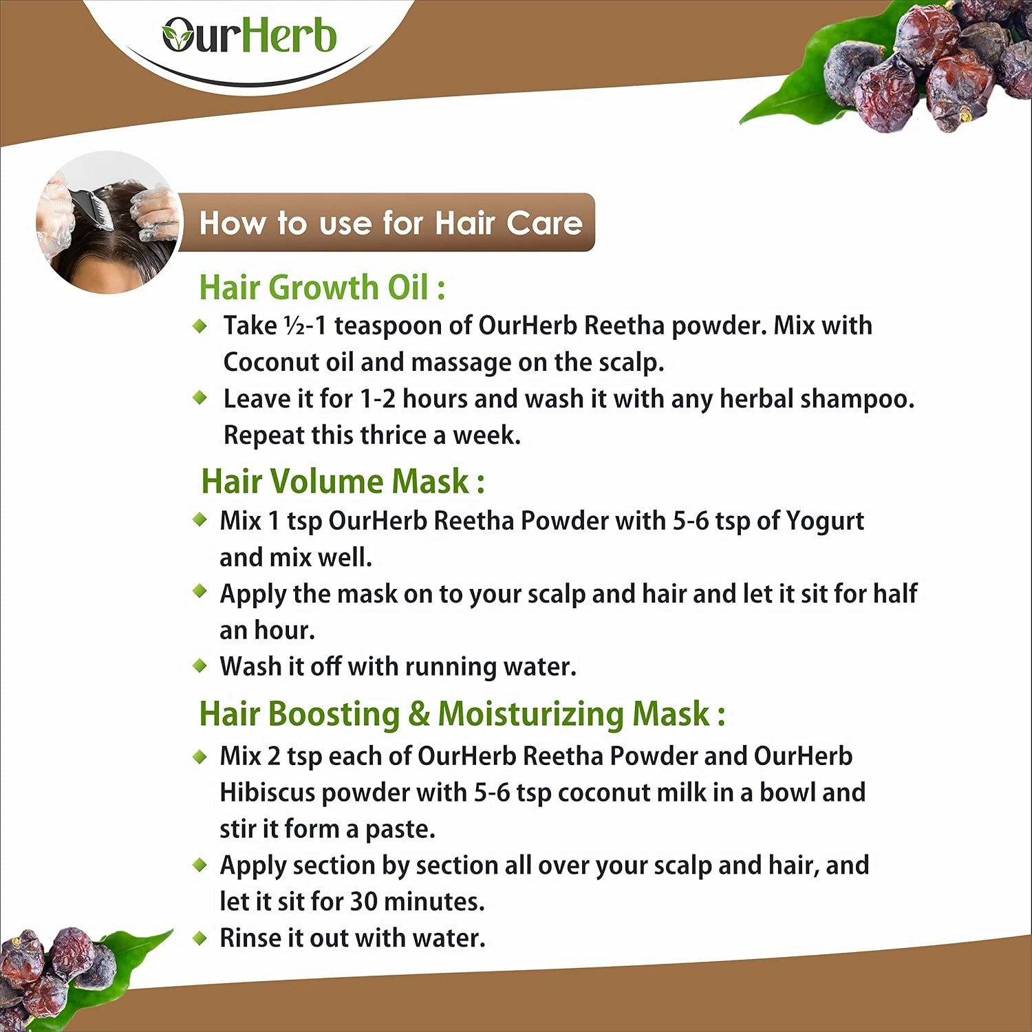 OurHerb Pure & Natural Reetha Powder For Hair Care