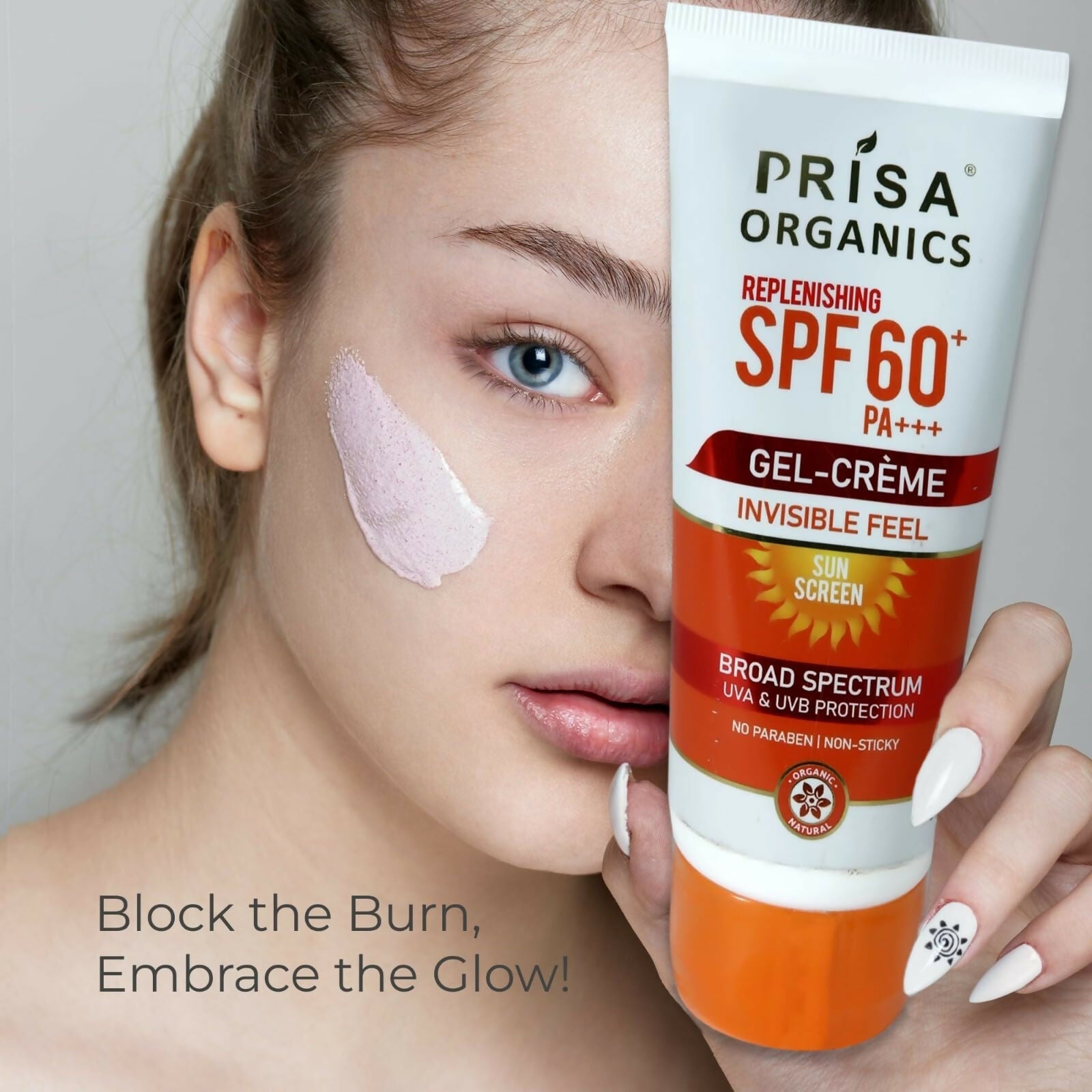 Prisa Organics Replenishing Sun Screen SPF 60 PA+++ Invisible Feel Gel Cream