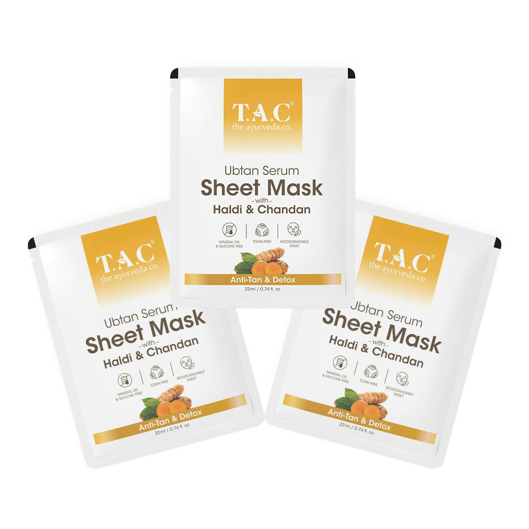 TAC - The Ayurveda Co. Ubtan Serum Sheet Mask | with Sandalwood, Saffron & Turmeric - DrMediCart