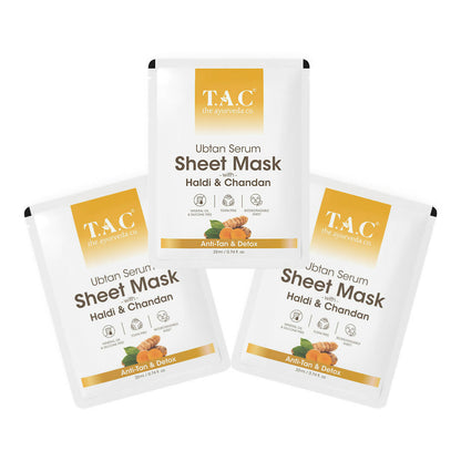 TAC - The Ayurveda Co. Ubtan Serum Sheet Mask | with Sandalwood, Saffron & Turmeric - DrMediCart