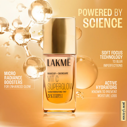 Lakme Vitamin C Superglow Skin Perfecting Tint with 3% Vit C - Cool Ivory