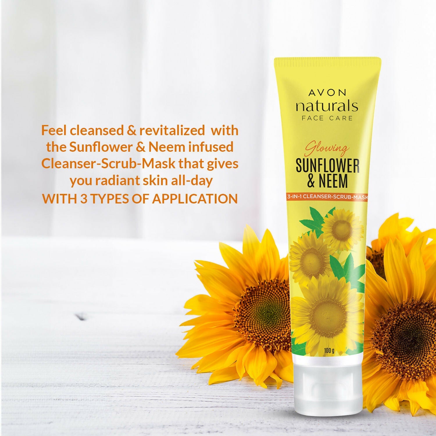 Avon Naturals Sunflower & Neem 3 In 1 Cleanser Scrub Mask