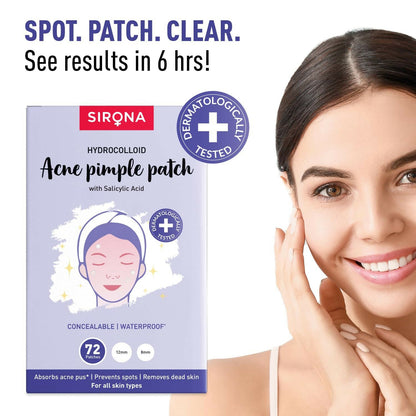 Sirona Anti Acne Pimple Patches For Face with 0.5% Salicylic Acid Invisible Facial Stickers Cover