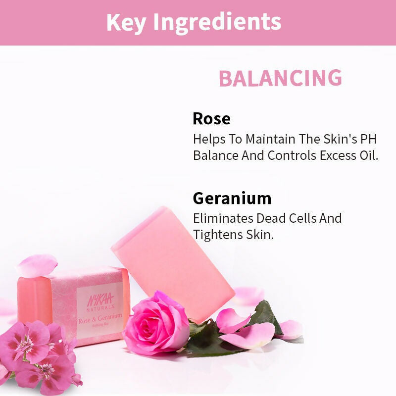 Nykaa Naturals Rose & Geranium Balancing Bathing Soap - Drmedicart