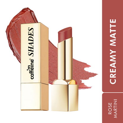 mCaffeine Shades Creamy Matte Kiss Bullet Lipstick Moisturizing Lightweight - Rose Martini