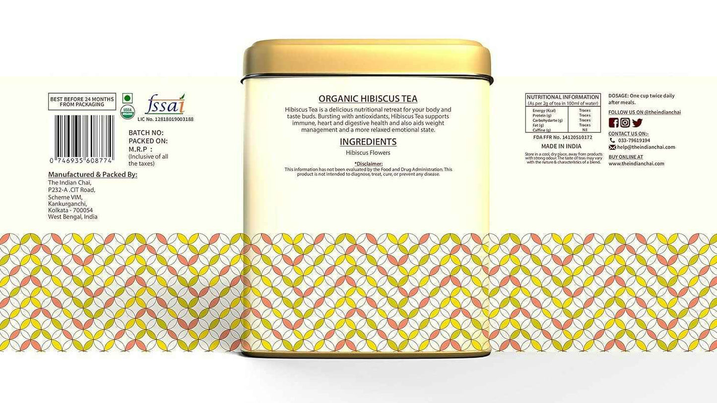 The Indian Chai - Organic Hibiscus Tea 30 Pyramid Tea Bags