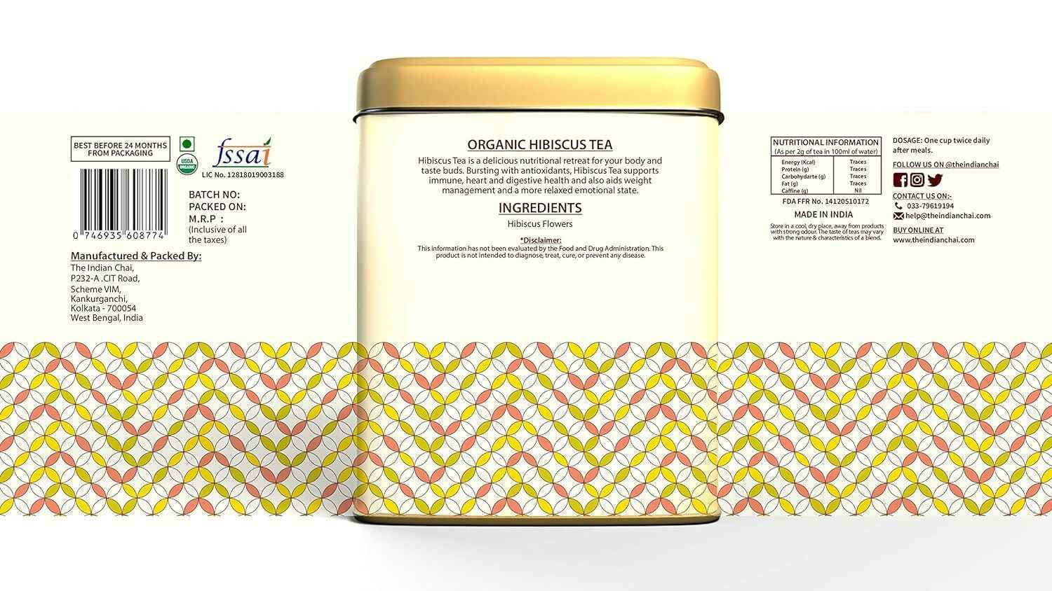 The Indian Chai - Organic Hibiscus Tea 30 Pyramid Tea Bags
