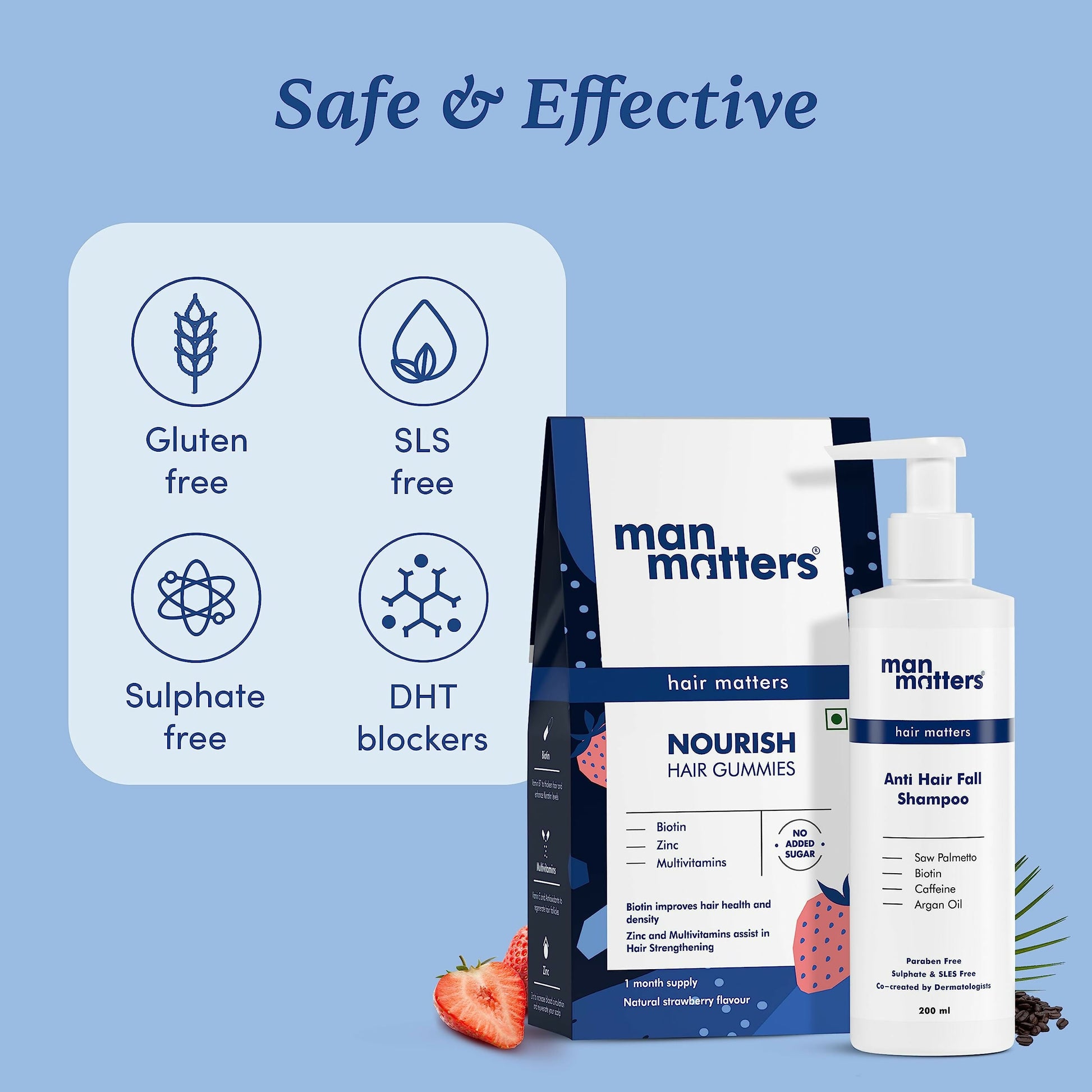Man Matters Biotin Hair Gummies & Anti Hair Fall Shampoo Combo