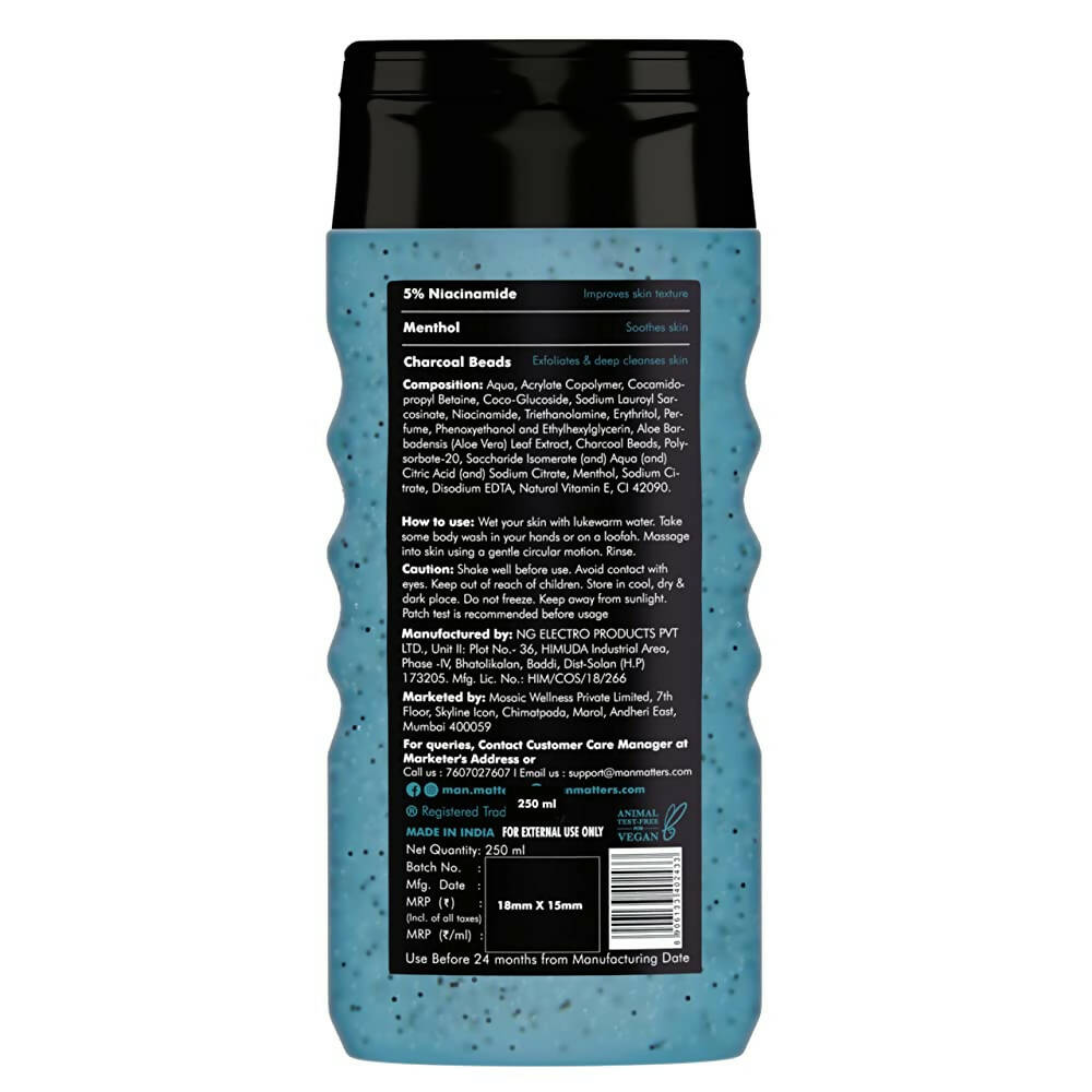 Man Matters Charcoal Body Wash With Menthol, 5% Niacinamide, Instant Cooling