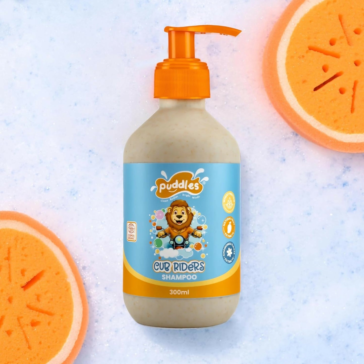 Puddles Organic Playful Shampoo For Kids - Cub Riders - Age 2-12 Yrs, Tear-Free, pH Balanced, Sulfate-Paraben Free