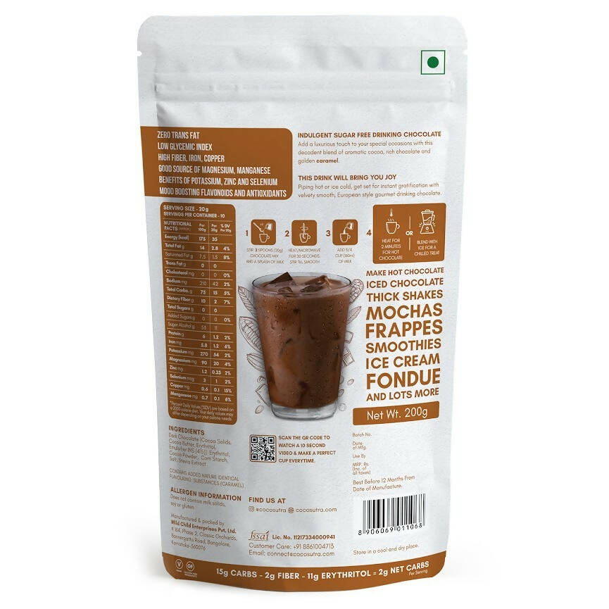 Cocosutra Lite- Sugar Free Caramel Drinking Chocolate Mix