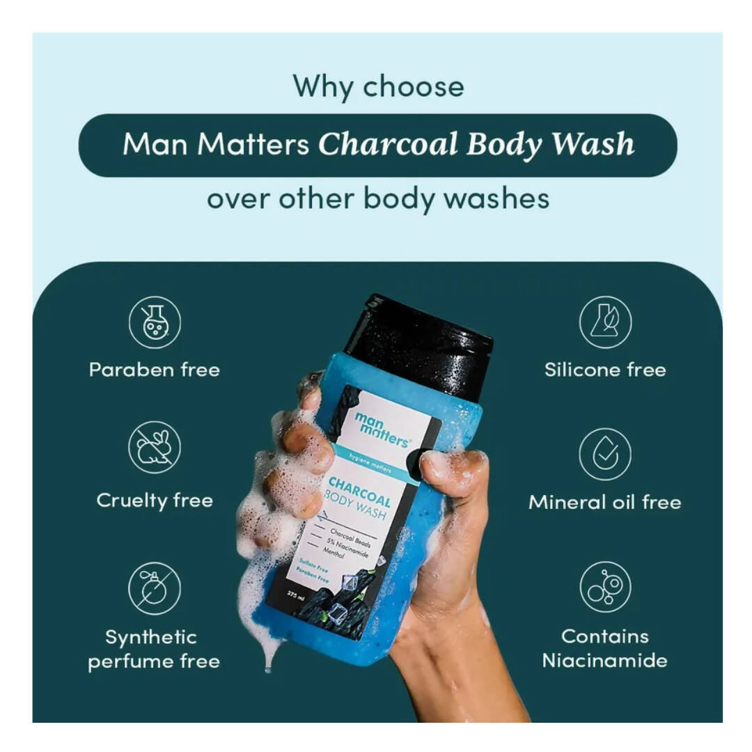 Man Matters Charcoal Body Wash With Menthol, 5% Niacinamide, Instant Cooling