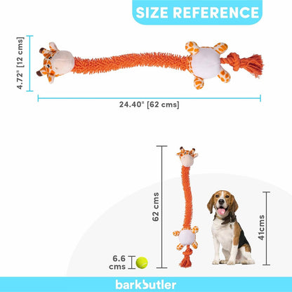 BarkButler Garry The Giraffe Soft Squeaky Plush Dog Toy - Orange