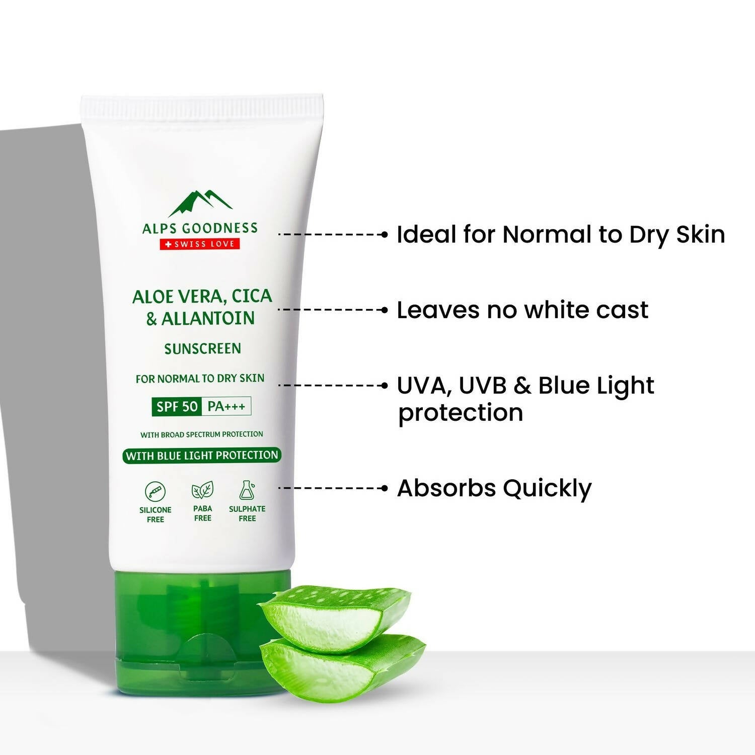 alps goodness blue light protection sunscreen for normal to dry skin spf 50 pa with aloe vera cica allantoin buy in usa