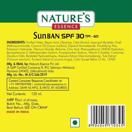 Buy Nature Essence SunBan SPF 30 Sunscreen Lotion from DrMediCart, Ship from India to USA