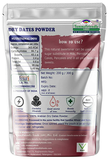 TummyFriendly Foods Dry Dates Powder from Premium Arabian Dates Kharek Powder Cereal - Drmedicart