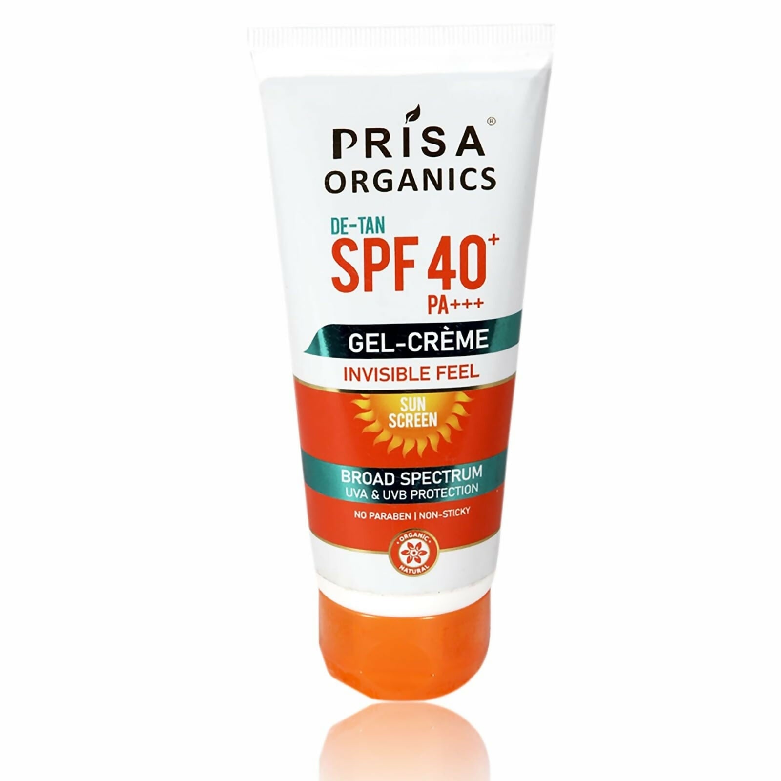 Prisa Organics De-Tan Sun Screen SPF 40 PA+++ Invisible Feel Gel Cream