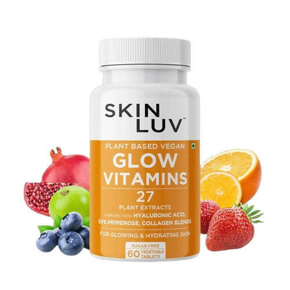 SkinLuv Plant Based Vegan Glow Vitamins Sugar Free Veg Tablets