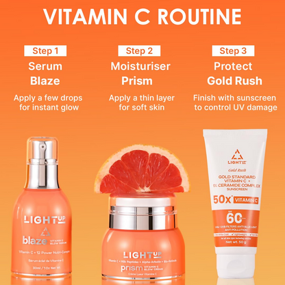 Light Up Gold Rush Gold Standard Vitamin C + 1% Ceramide Complex Sunscreen