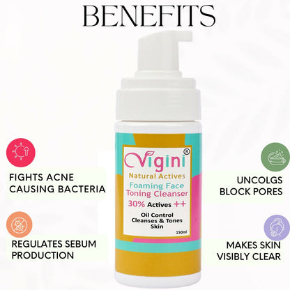 vigini natural actives foaming face toning cleanser face wash for men women buy in usa