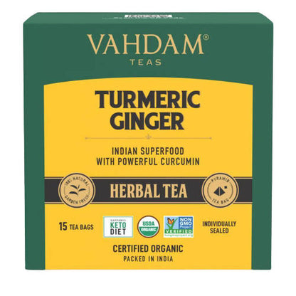 Buy Vahdam Turmeric Ginger Herbal Tea Bags from DrMediCart, Ship from India to USA