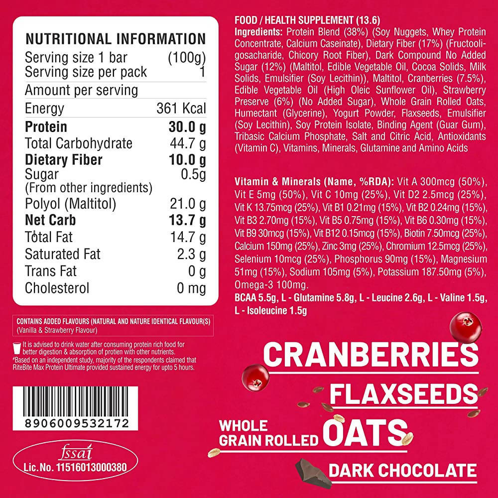 RiteBite Max Protein Ultimate Choco Berry Bar