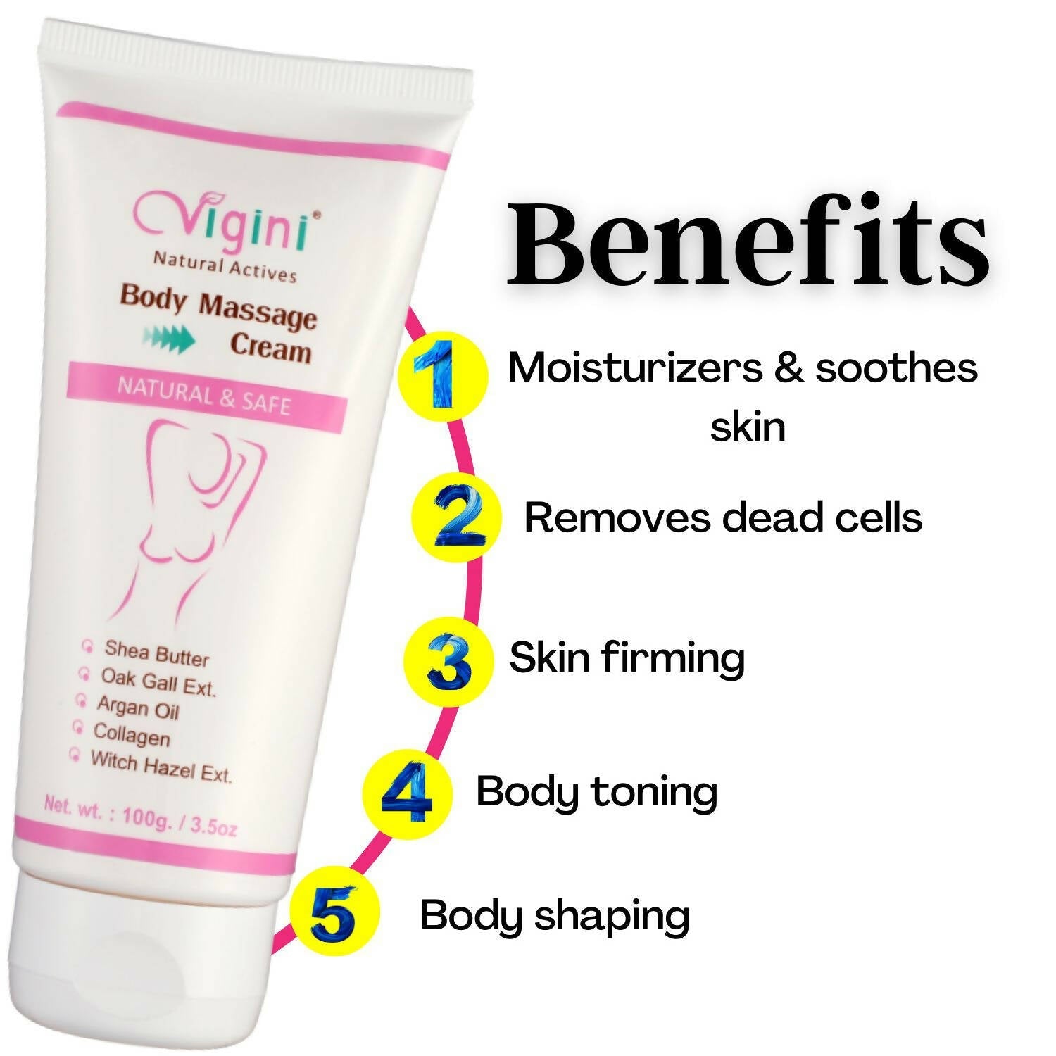 Vigini Natural Actives Bust Breast Body Toner Firming Massage Oil Cream - Drmedicart