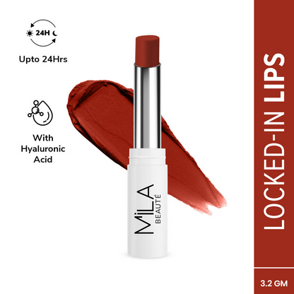 Mila Beaute 24 Hr Non-Transfer Matte Locked-In Lipstick -Baked Brick