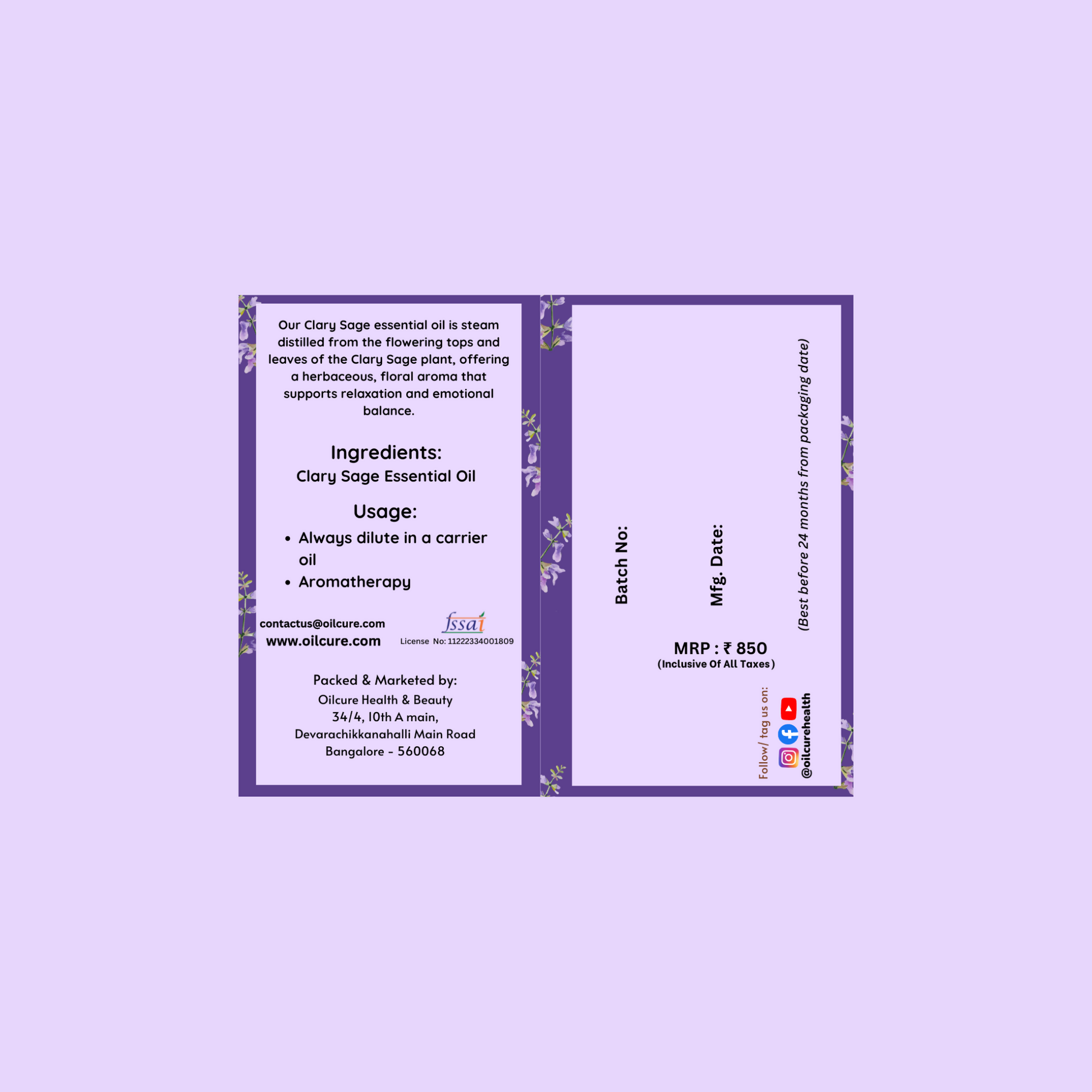Oilcure Clary Sage Essential Oil