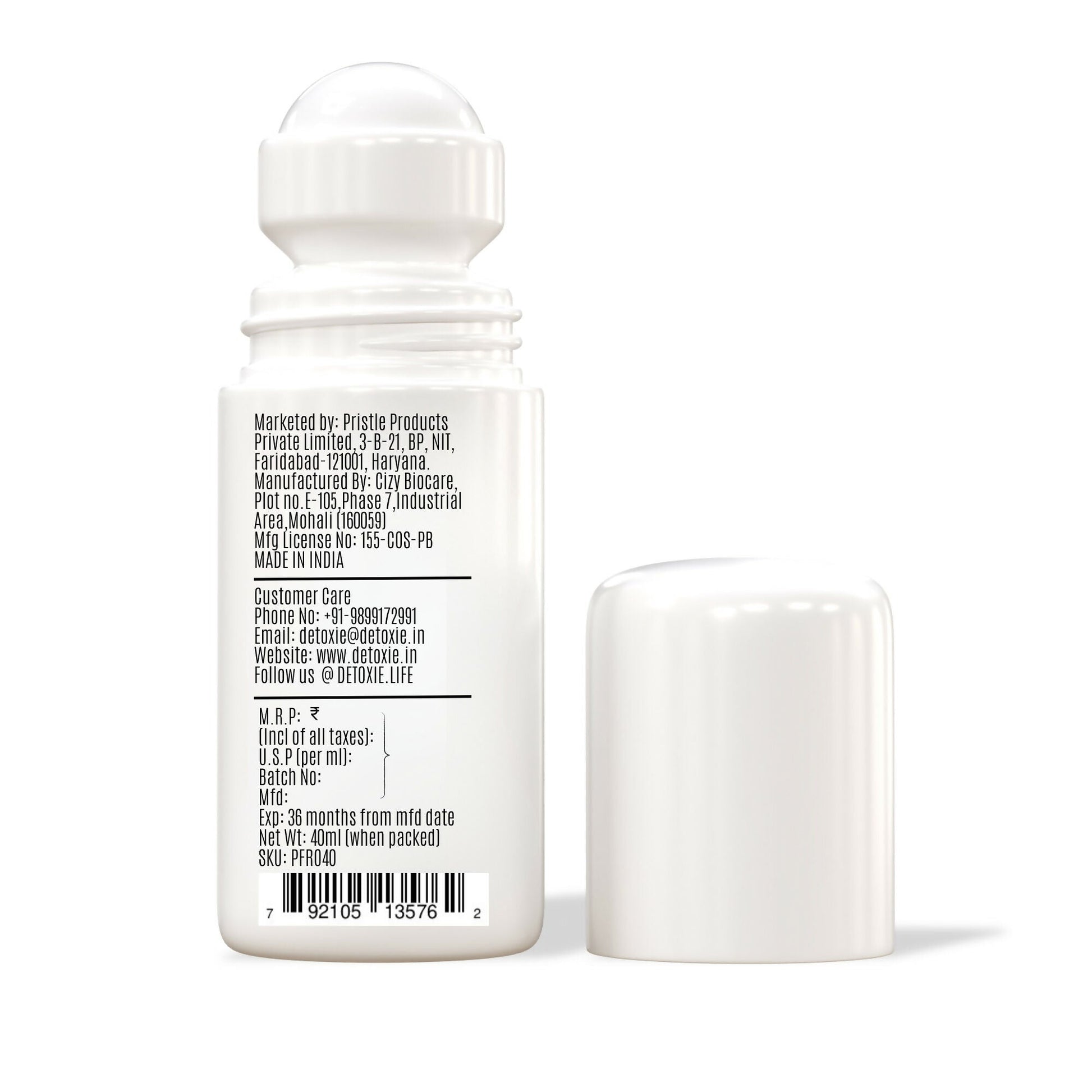 Detoxie 5% AHA BHA Underarm Lightening Deo Roll On (Pine Fresh)