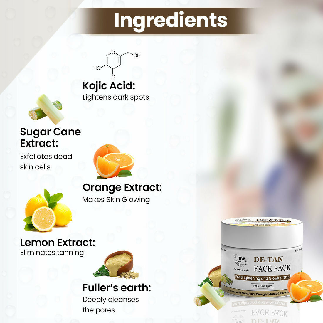 The Natural Wash De-Tan Face Pack for Glowing Skin