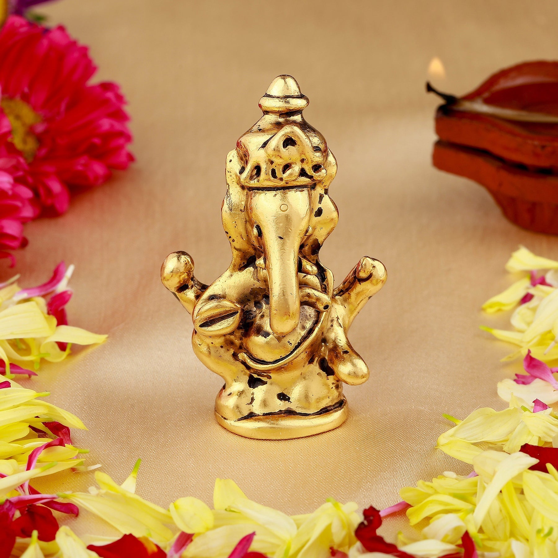 Buy Estele Gold-Polished Spiritual Lord Ganesha Idol for Gifts & HouseWarming/Home/Office Decors