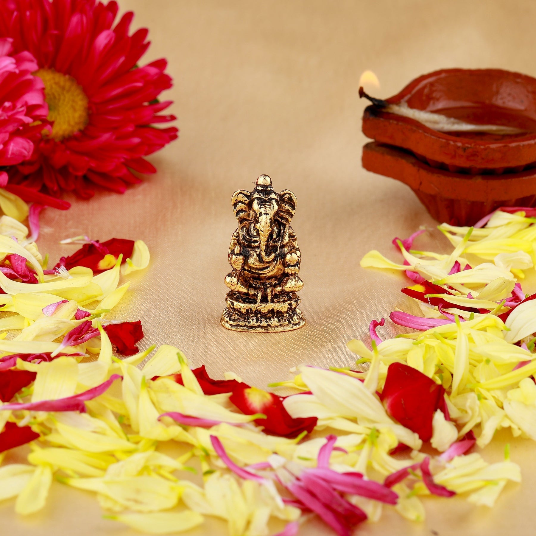 Buy Estele Gold-Polished Spiritual Lord Ganesha Idol for Gifts & HouseWarming/Home/Office Decors