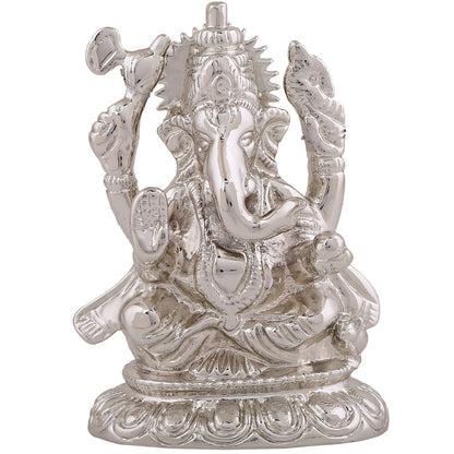 Estele Rhodium Plated Spiritual Lord Ganesha Idol for Gifts & HouseWarming/Home/Office Decors