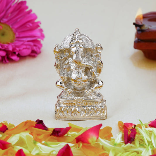Buy Estele Rhodium Plated Spiritual Lord Ganesha Idol for Gifts & HouseWarming/Home/Office Decors